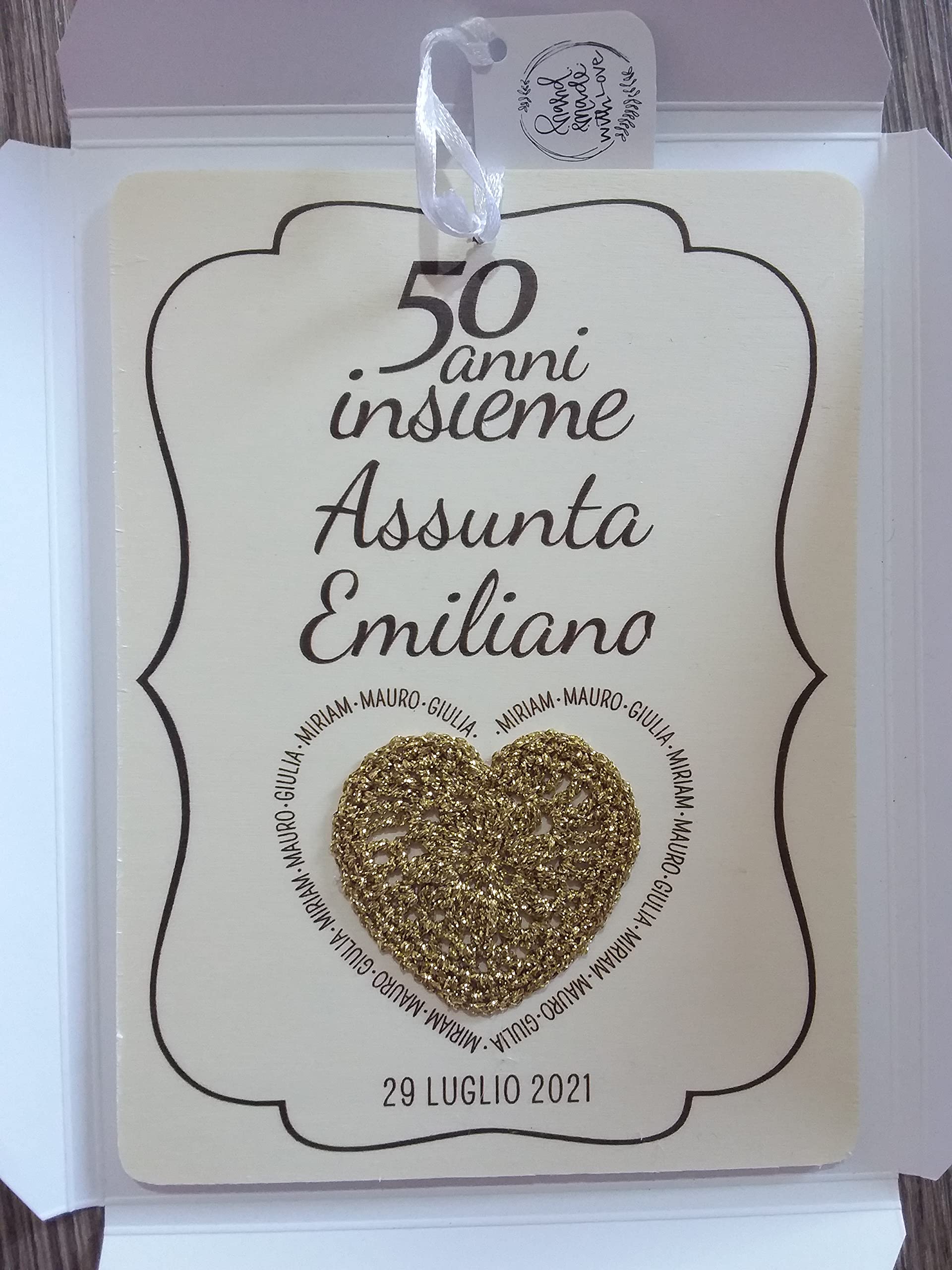 Einanmut 5° anniversario di matrimonio, regalo romantico per marito da moglie, targa in legno per 5 anni di matrimonio, 15 cm di diametro, 1.5 cm di spessore