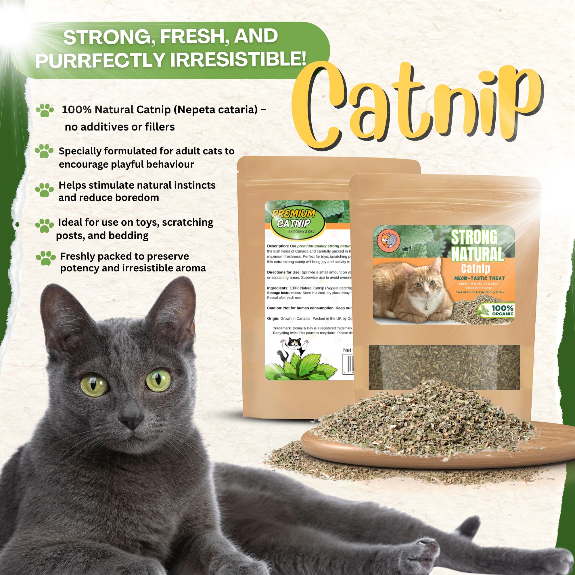 Donny & Dev Dried Catnip 40g - Image 3