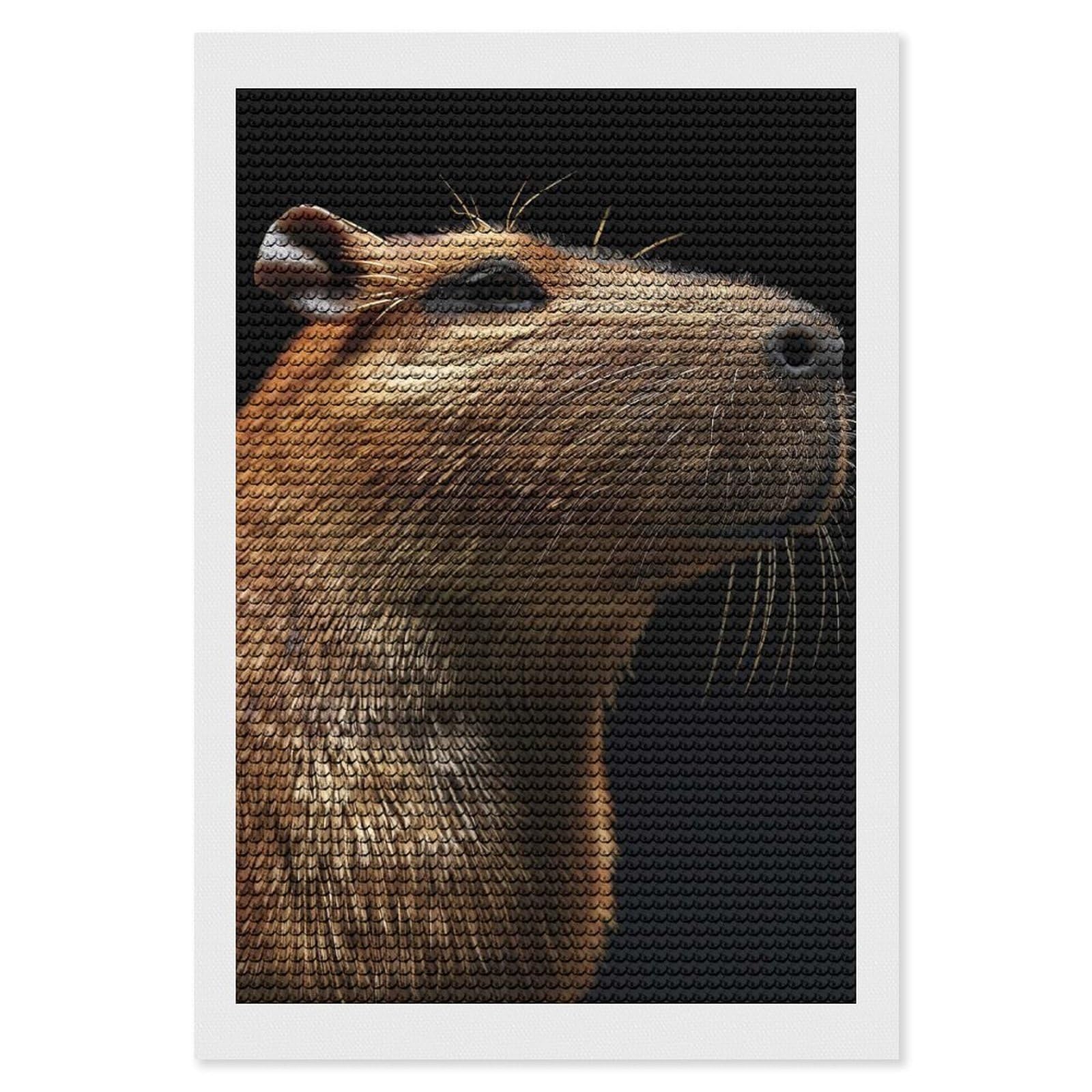 Junmoney Capybara Diamond Painting Canvas Set 8"x12", Satisfying Creative Project, Easy to Follow Symbols, Fun Craft Experience