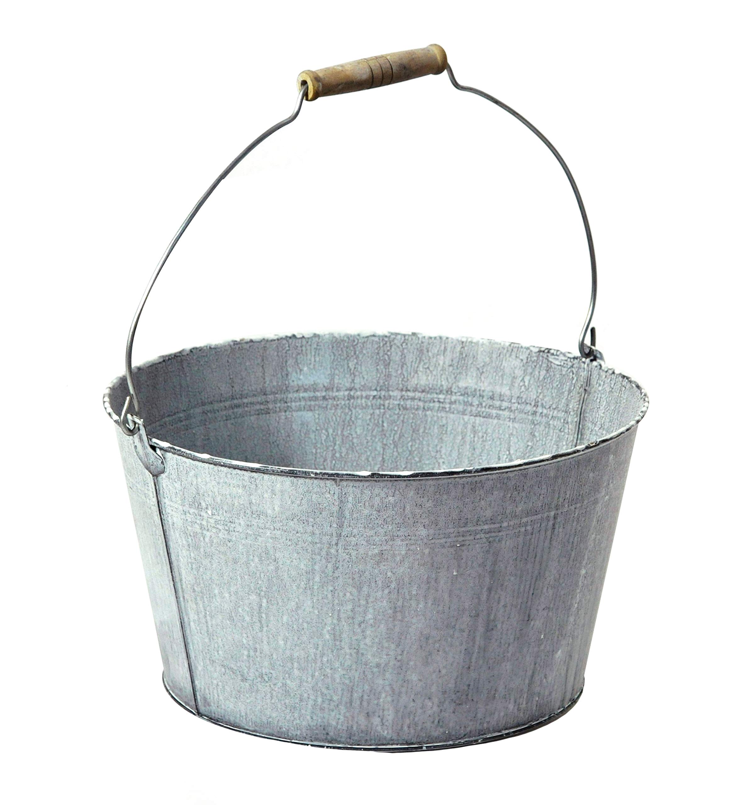 Buy Old Grey Round Galvanised Zinc Tapered Metal Bucket Flower er Pot