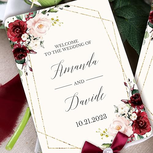 Miniatura 4 de DORIS HOME 50 lazos de cinta de color borgoña con perlas de 5 pulgadas de ancho x 7 pulgadas de alto, para fanáticos del programa de bodas