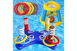 Max Fun Inflatable Pool Fun Adult Float Hoop and Ring Toss Combo Game