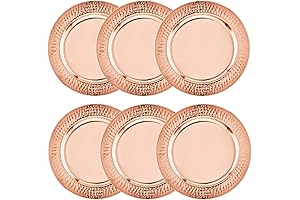 Copper Charger Plates - 6 Pack - 13 inch Rose Gold Charger...