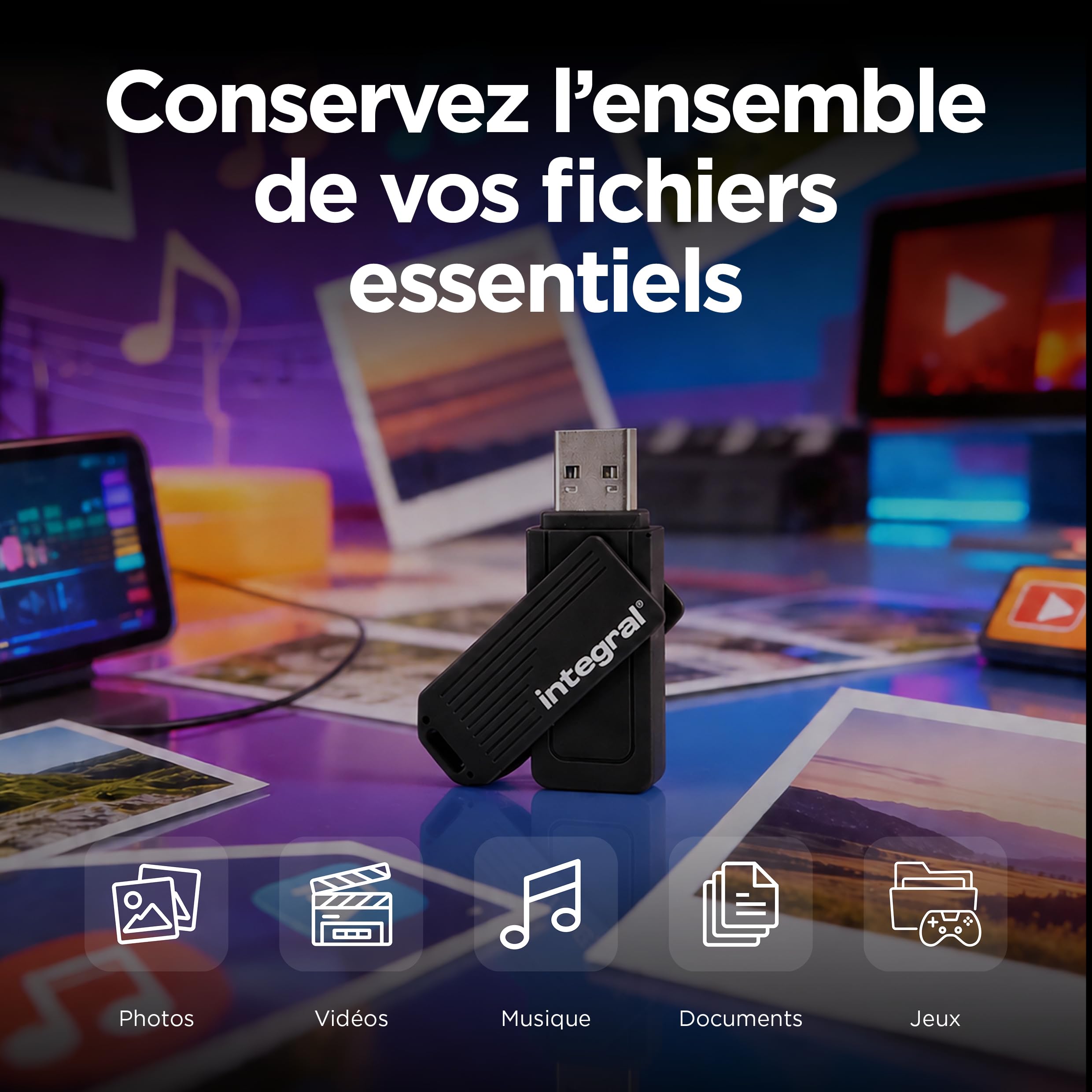 Integral Swivel Black Clé USB 256 Go Noir, 3.2 Gen 1 Type-A, 256GB