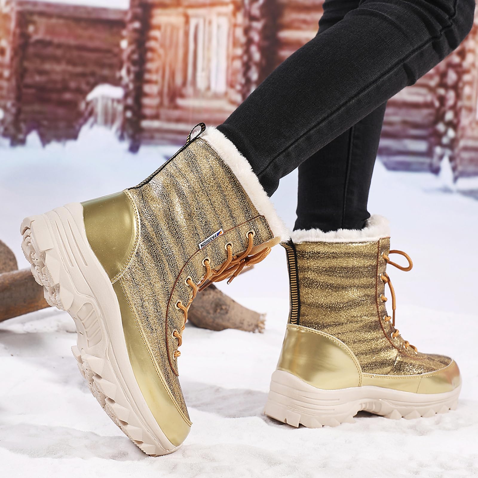 Damskie buty zimowe z podszewką z flauszu | antypoślizgowe buty trekkingowe zapewniają gładkość | Slim Fit na co dzień, do pracy i do miasta
