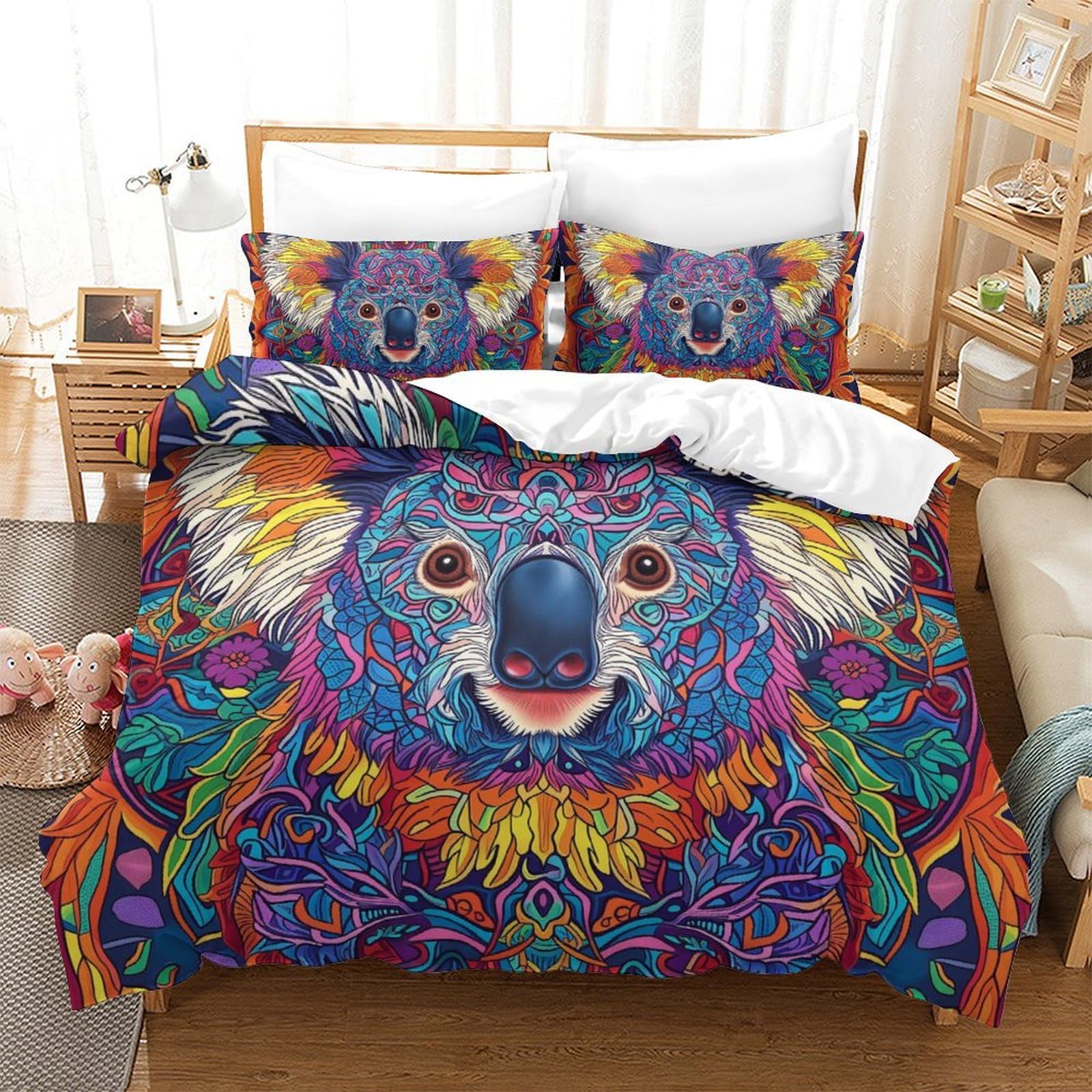 Housse de couette koala 260x220cm pour lit double pour en finir avec la couette qui glisse