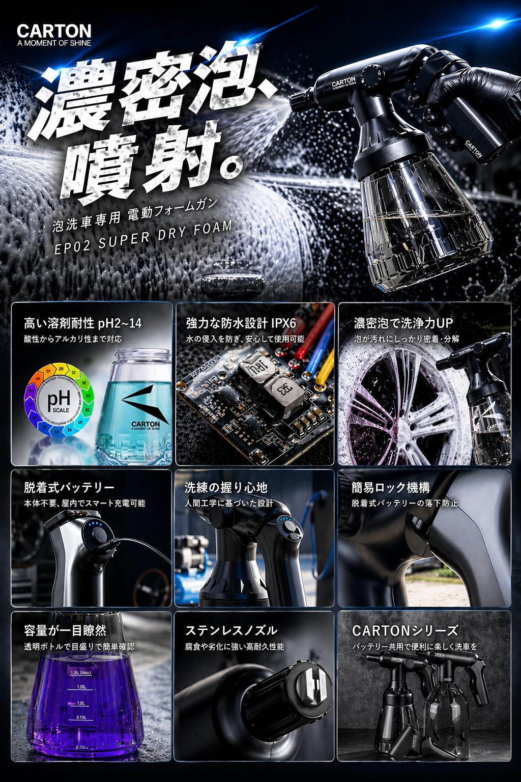 Amazon | CARTON 【公式】 SUPER DRY FOAM 『 洗車が今、進化する