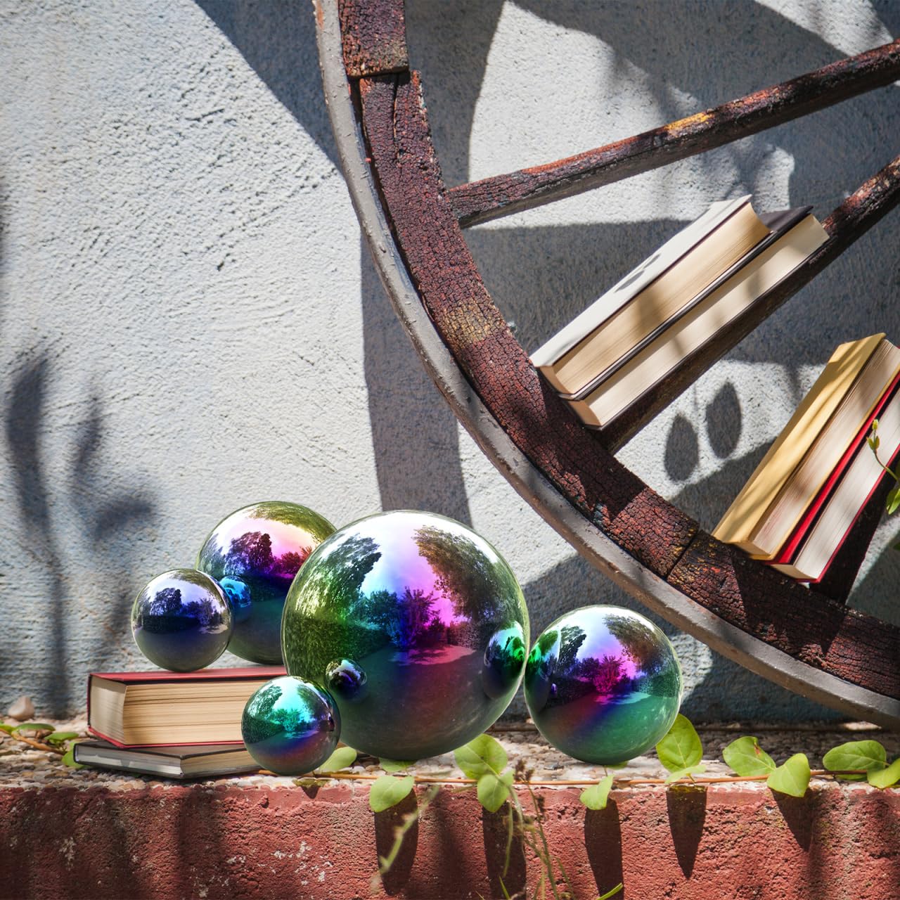 6 Stück Regenbogen Edelstahl Gartenkugeln 15cm - Bunte Spiegelkugeln Reflektierende Dekokugeln, Wetterfest Teichkugeln für Außen Garten Terrasse Wohnzimmer Deko