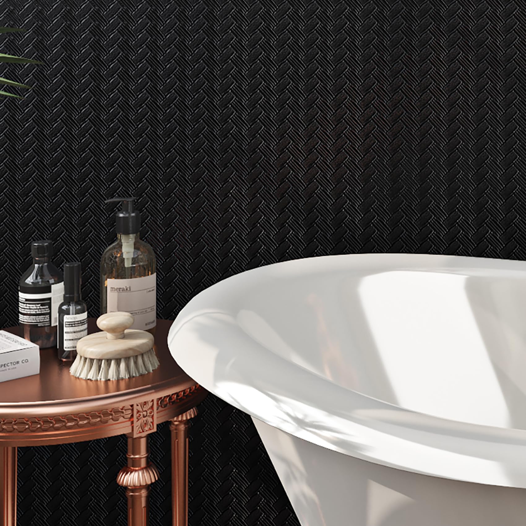 Snapklik.com : 15.8x394 Inch Black Textured Wallpaper Peel And Stick ...