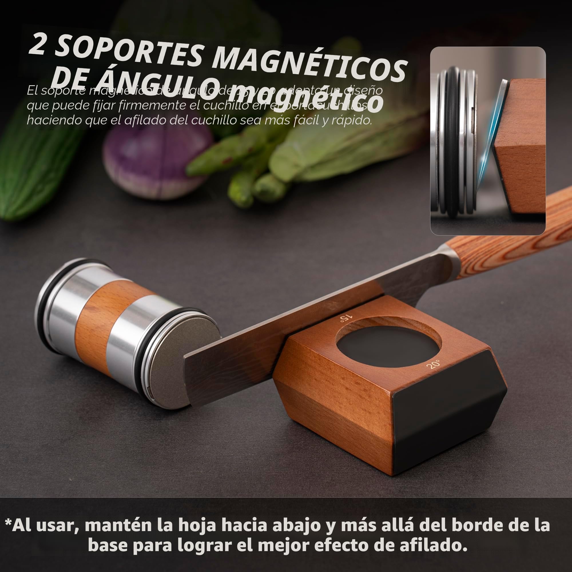 Pietuley Afilador de Cuchillos Profesional Con Ruedas, Dos Ángulos de Afilado 15° y 20°, Rolling Knife Sharpener, Afiador Facas