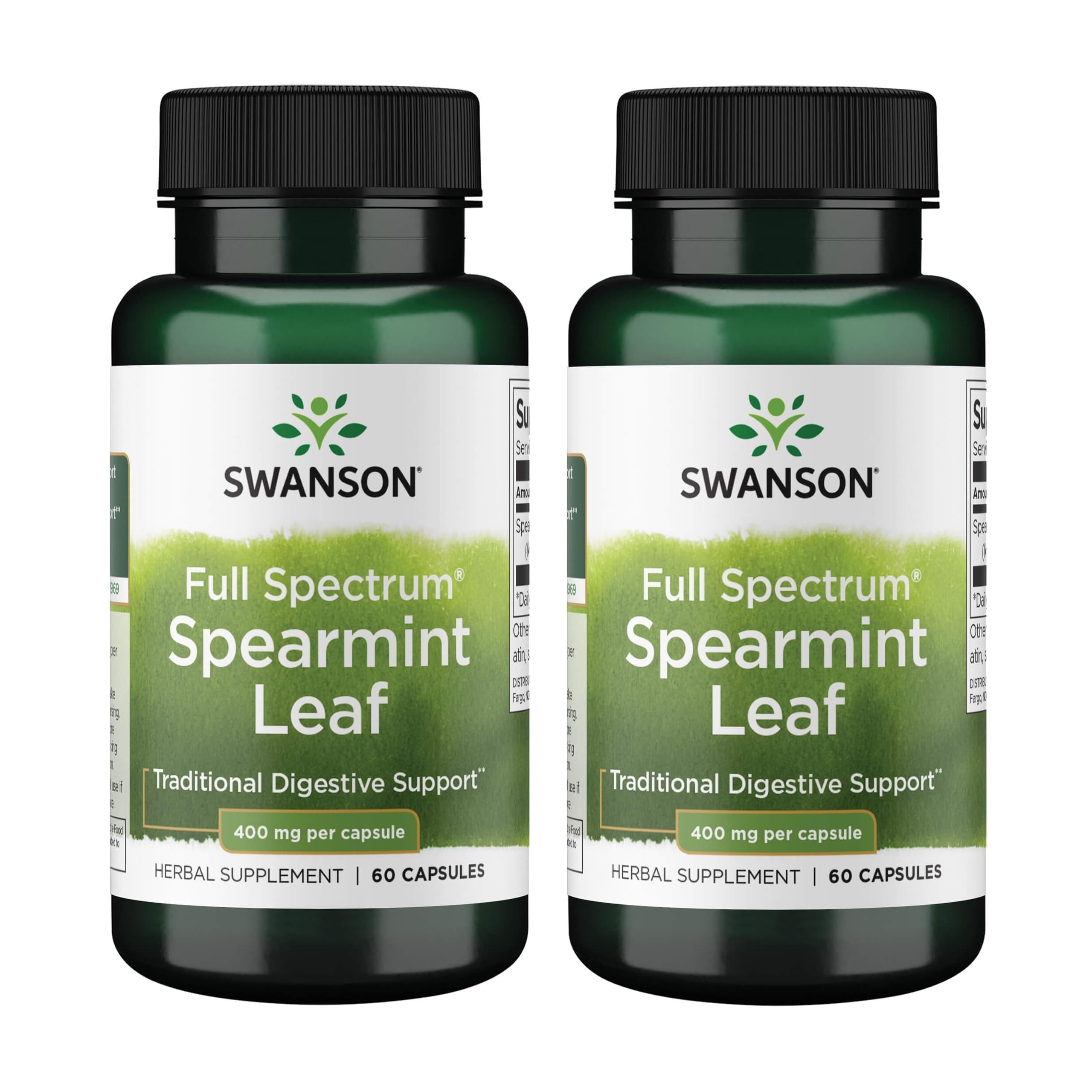 Swanson Spearmint Leaf Digestive Supplement, 400 mg (60 Capsules) 60 Count (Pack of 2)