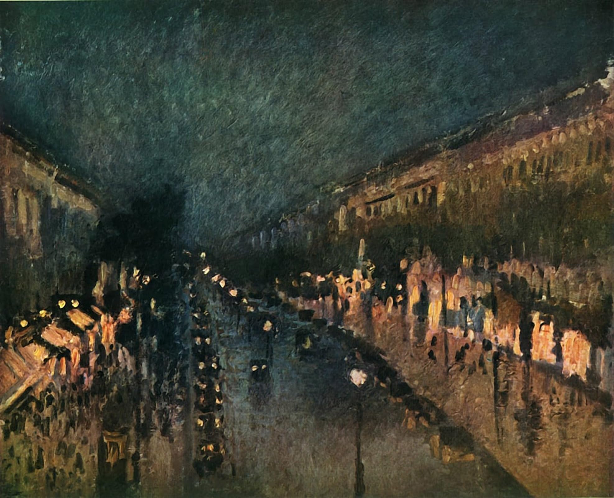 SERENDIPITP Vintage Wall Art Canvas Nordic Poster Canvas Print Picture the Boulevard Montmartre At Night by Camille Jacob Pissarro Wall Art Poster for Home Decor 60x90cm