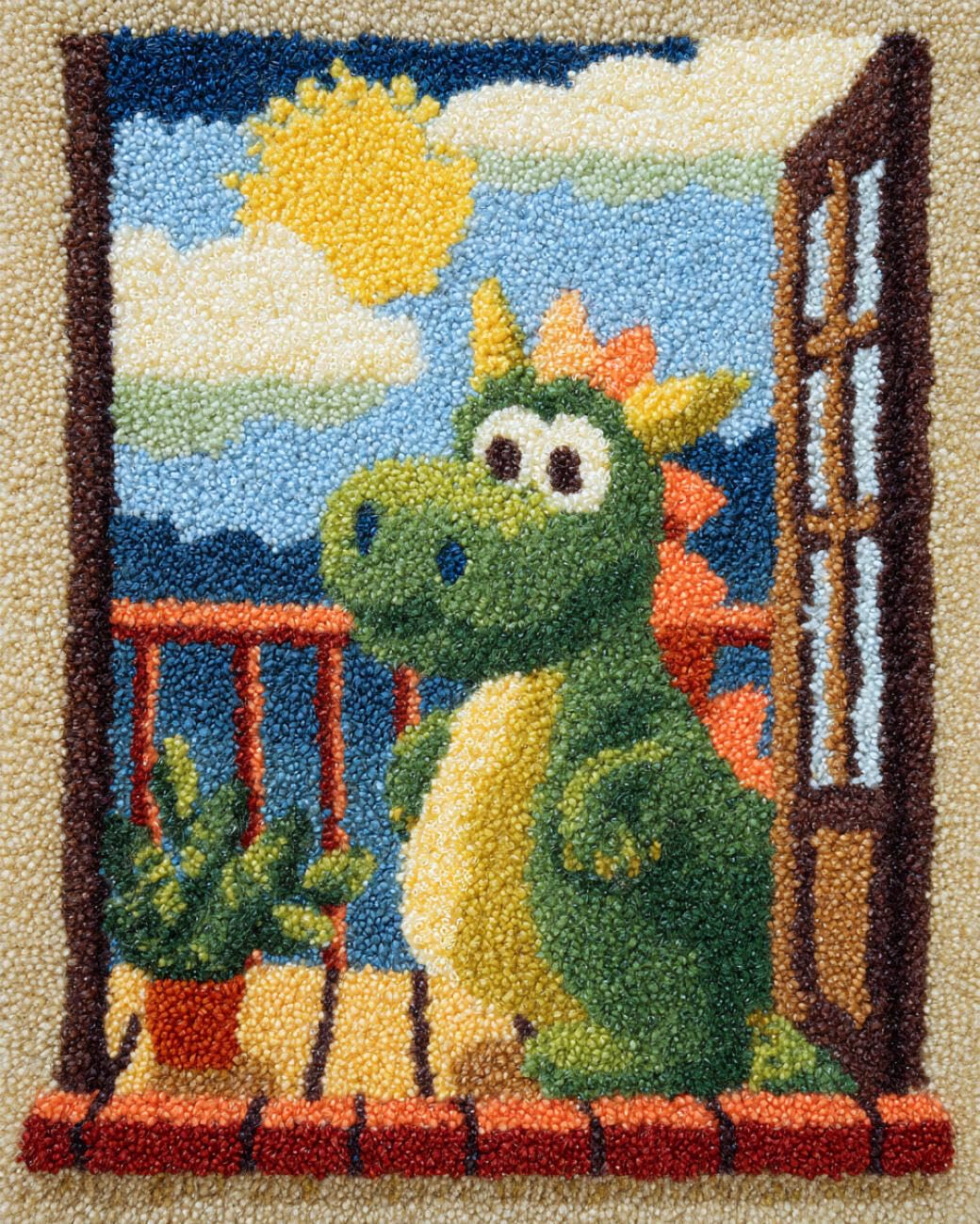 AMBATTERY Latch Hook Tapestry Kit Dragon on the Balcony 55x75cm