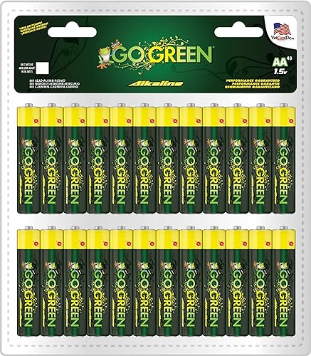 GoGreen Power (24048) - Pilas alcalinas AA ecológicas, sin plomo, cadmio o mercurio, paquete de 48 unidades