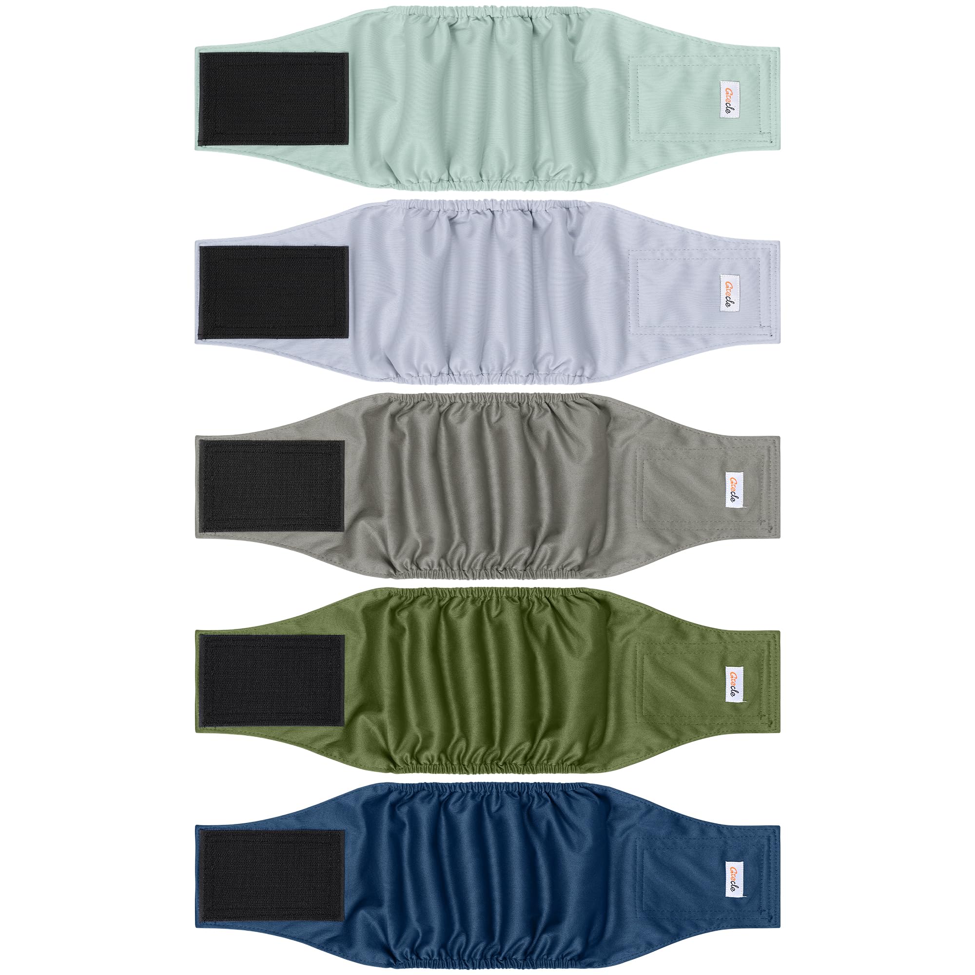 5 Pack Dog Diapers Male Reusable, Premium Belly Bands for Male Dogs, High Absorbing Dog Pee Wraps for Doggie in Incontinence or Excitable Urination