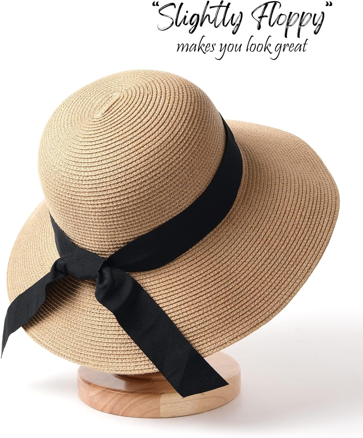 FURTALK Womens Beach Sun Straw Hat UV UPF 80+ Travel Foldable Brim Summer UV Hat - Image 8