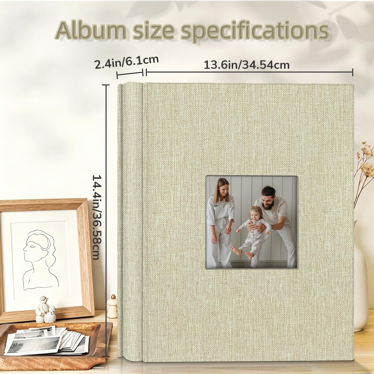 Álbum de fotos de 4 x 6 – 600 fotos libros de fotos con 600 bolsillos horizontales y verticales, álbumes de cubierta de lino para familia, boda, aniversario, fotos de vacaciones de bebé