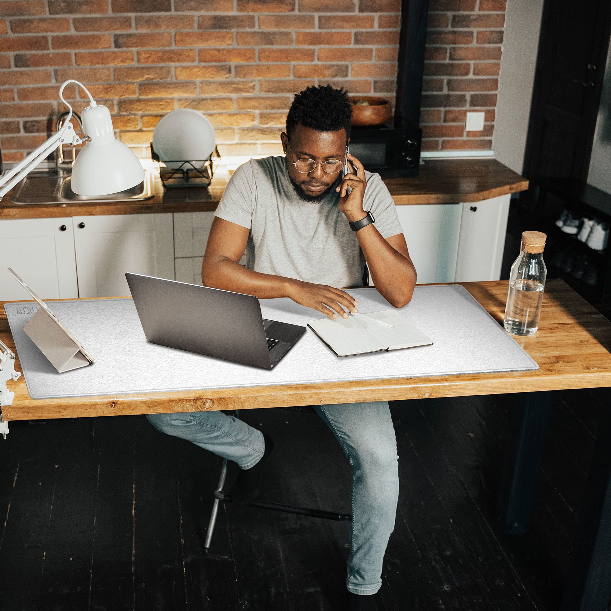 Cacoy 120x40 cm Tappetino per Mouse da Gioco in pelle, Tappetino per Scrivania in pelle PU, Grande Sottomano da scrivania per Ufficio e Casa (Bianco)