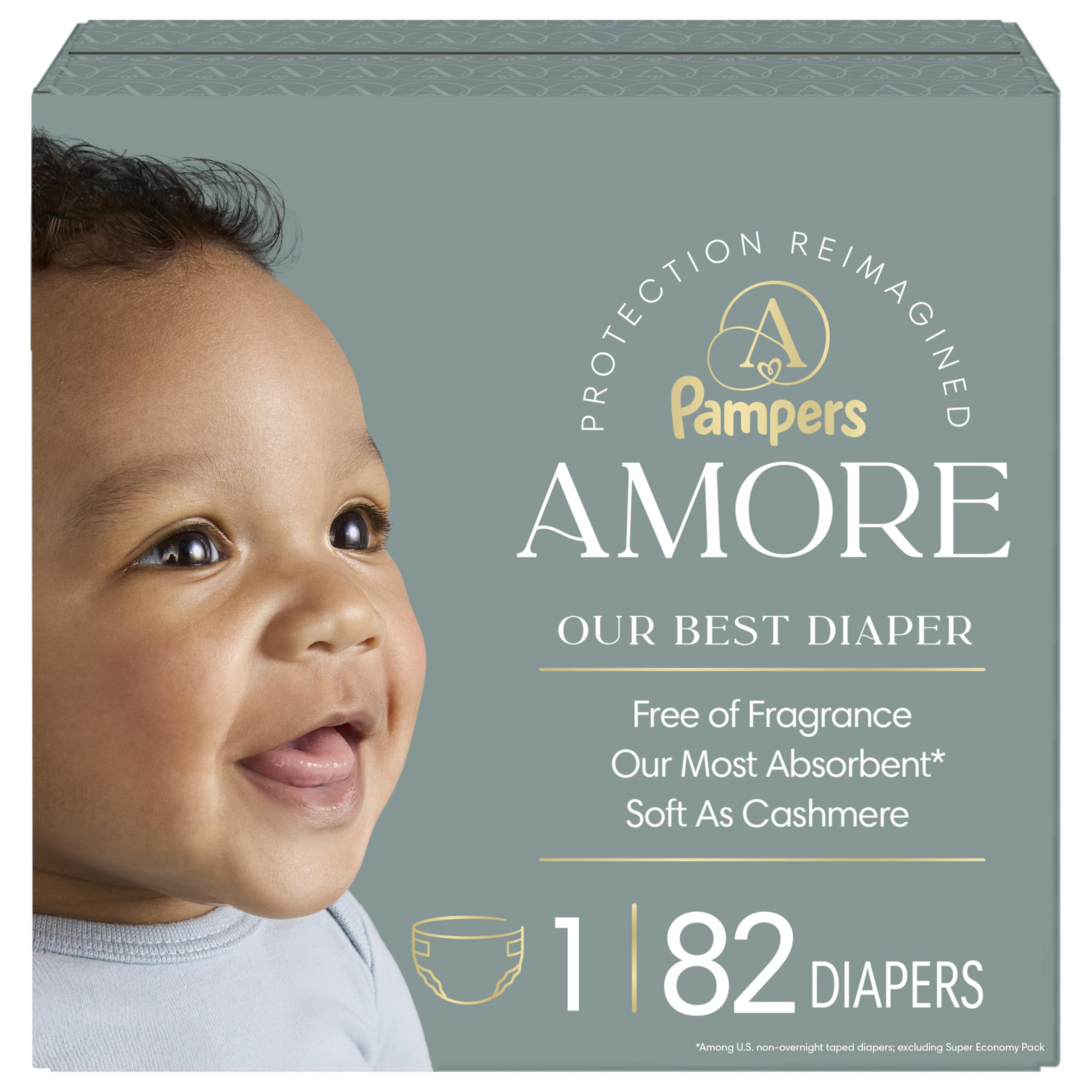 Pampers Amore, Size 1 (8-14 lbs), 82 Count, Our Best Diaper – Hypoallergenic & Fragrance…