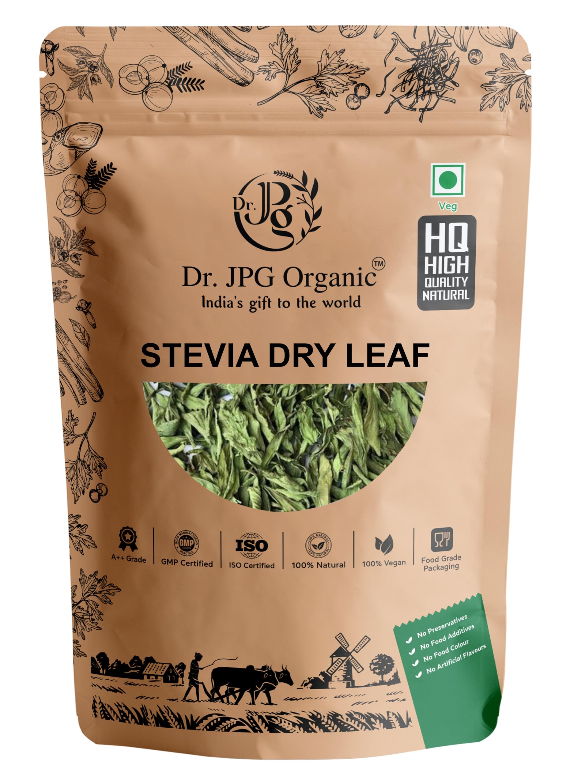 Dr. JPG Organic Stevia Dry Leaves 150g / SteviaSugar Free/Natural Sweetener/Stevia Rebaudiana/Zero Calorie.-image-2
