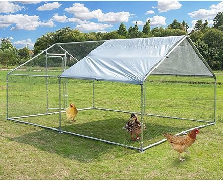 Outdoor Metal Chicken Coop & Hen Run - Walk-in Poultry Habitat, Waterproof & Anti-UV