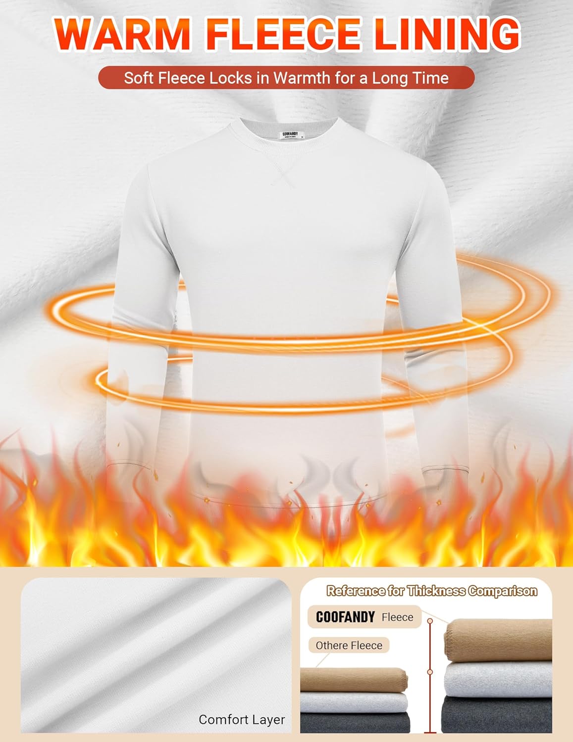 COOFANDY Men's Fleece Crewneck Sweatshirt Casual Long Sleeve Pullover Fall Winter Warm Sweatshirts Fashion Pullovers - Image 4