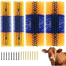 4PCS Livestock Scratching Brush Goat Scratching Tool Post Massage Grooming Brush with 8 Screws for Animals Back Scratcher Itch Brushes for Cattle, Sheep, Horses, Pigs,Cow4, Yellow