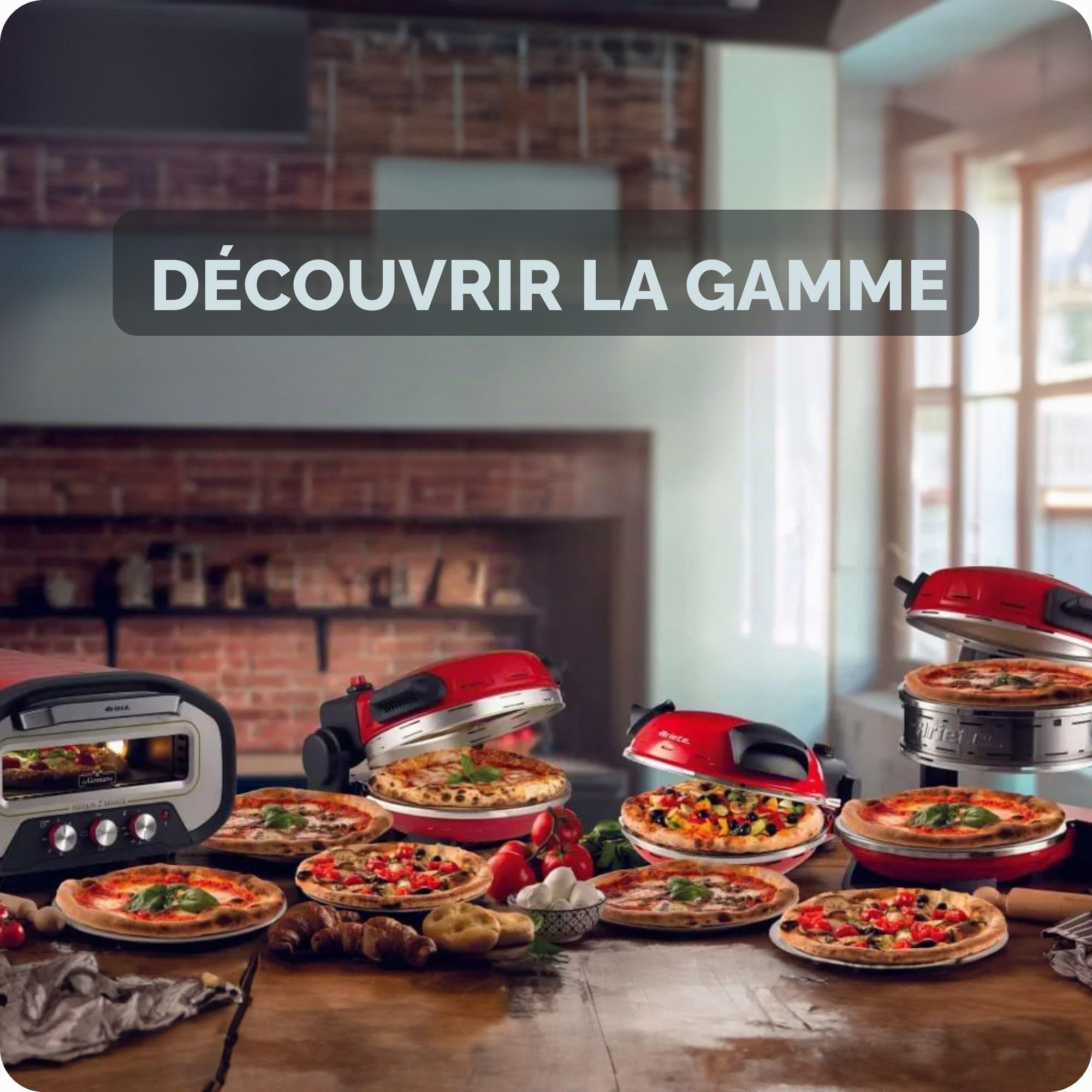 Ariete 3901 Da Gennaro, Four à Pizza, 2200W, Température 430°C, Temps de Cuisson 2 Minutes, Pierre Réfractaire, Rouge