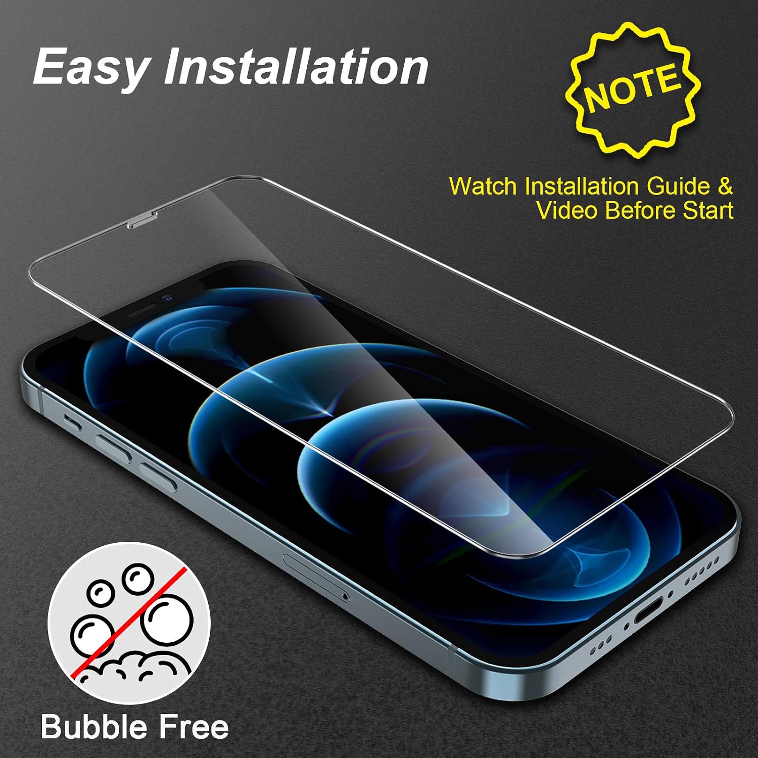 [4Pack] 2 Pack Screen Protector Tempered Glass Compatible with iPhone 12 PRO 5G (6.1”)+2 Pack Camera Lens Protector Tempered Glass for iPhone 12 PRO, HD Clear Anti-Scratch Bubble Free Case Friendly