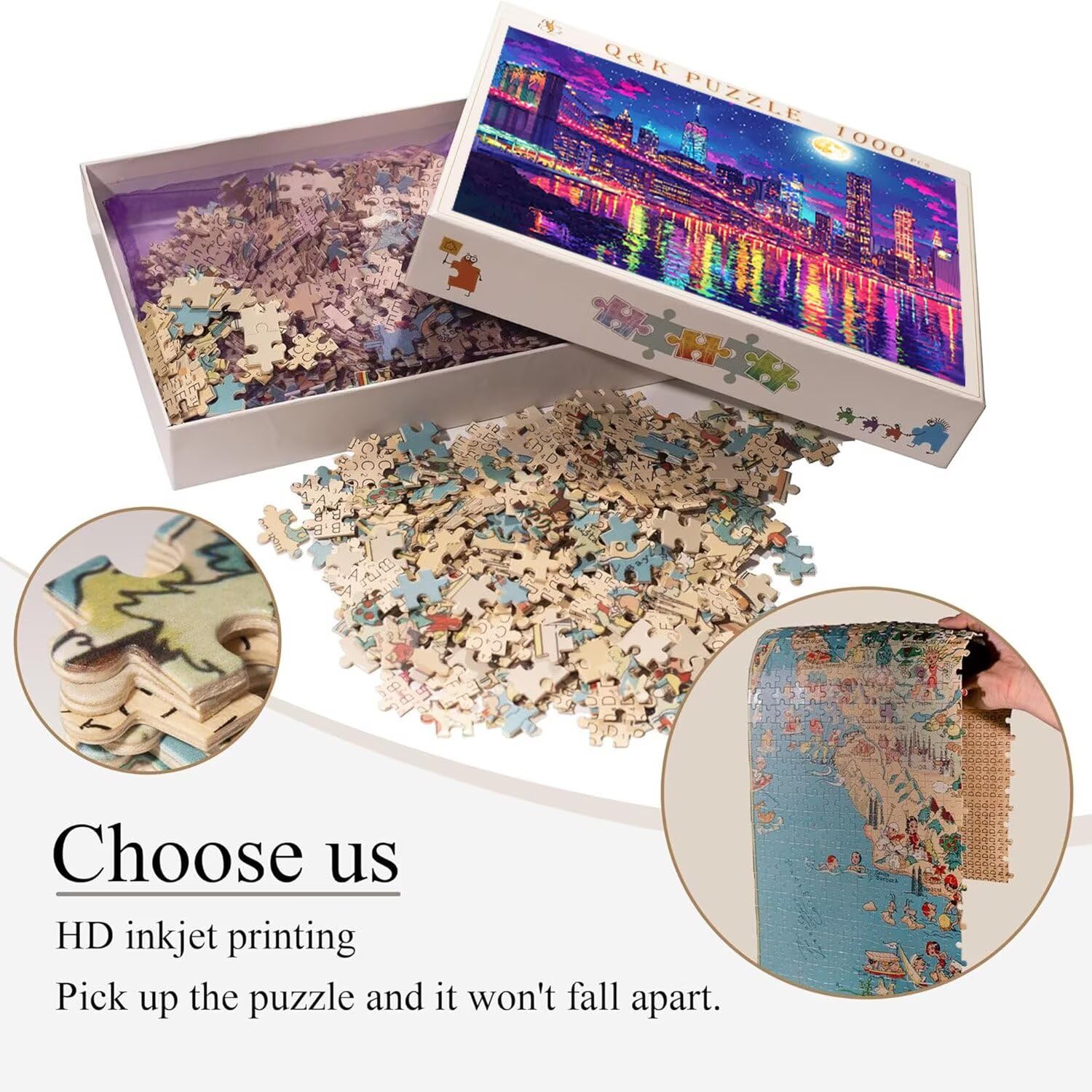 Puzzle in Legno per Adulti 1500 Pezzi | Città Vista notturna| Giocattoli Educativi | Puzzle Adulti E Famiglie Decor | Dimensione Di 87x57cm | Regalo Adultis | Regali Natale (Formato: 34.8x22.8in) o-85
