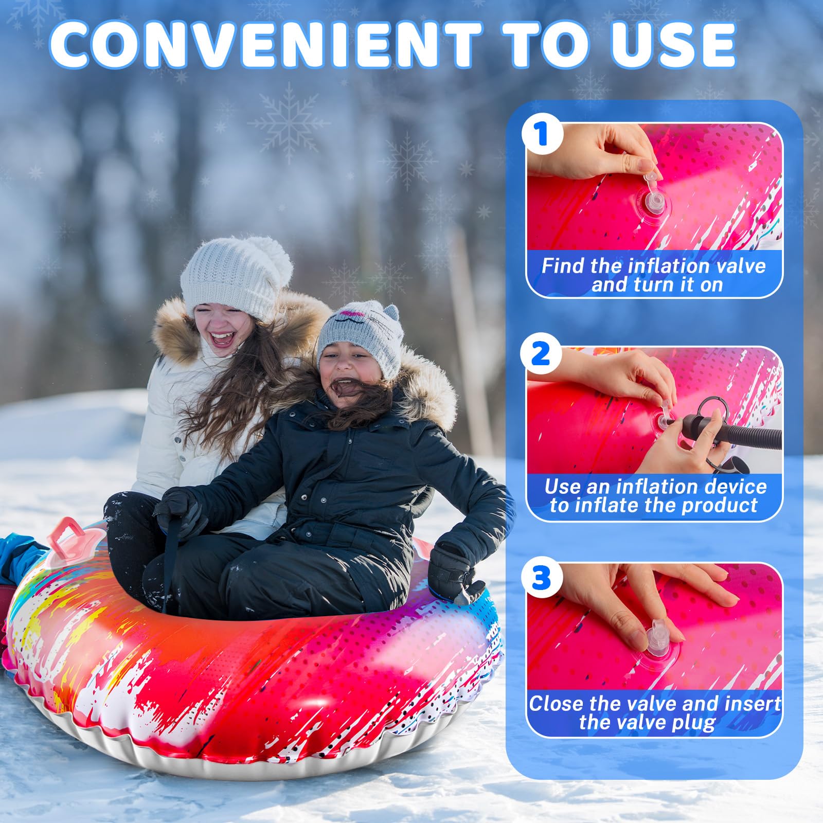 Colchoneta Nieve Fancysky Trineo Inflable 80x80 cm Tobogán Nieve Invernal