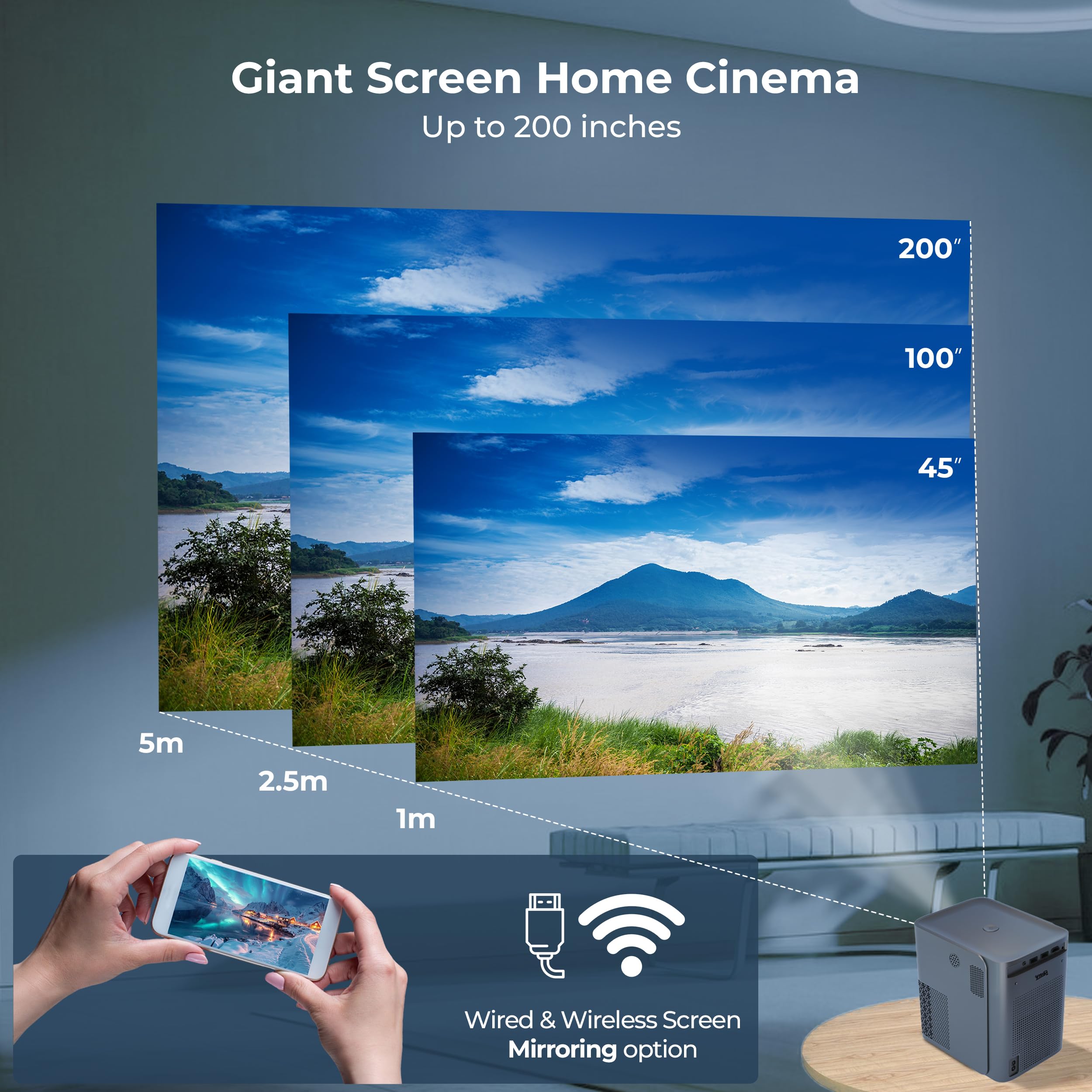 プロジェクター poruchan 4K HDR10, 30000 Lumen, HDMI ARC) TOPTRO