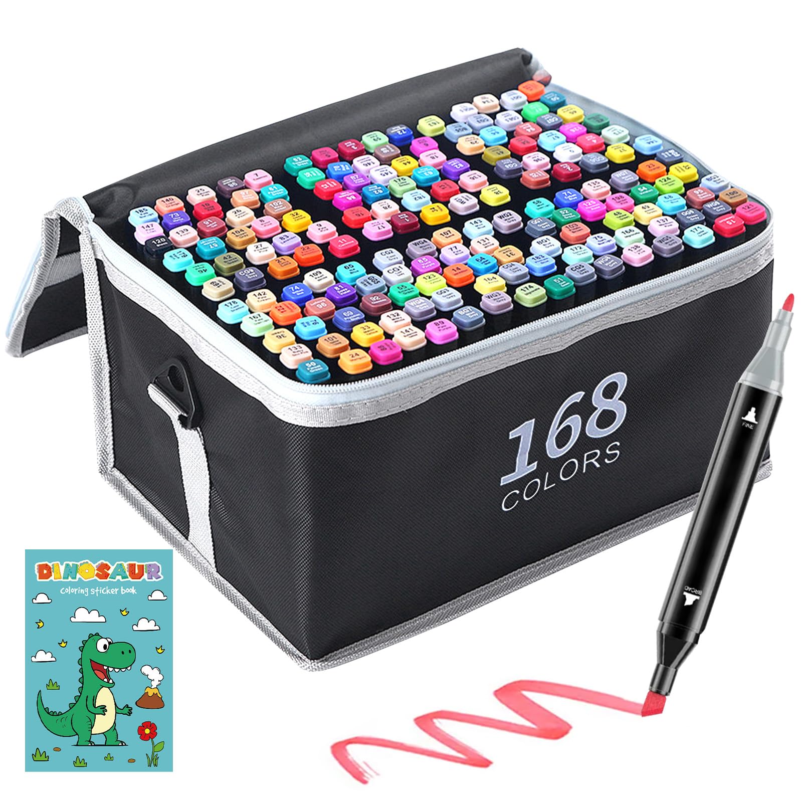 Rotulador de 168 Colores,Rotuladores Alcohol,Juego de rotuladores,Rotulador Doble Punta Secado Rápido,con Bolsa de Almacenamiento y Espaciador,para Niños,Adultos,Artistas,Principiantes Dibujar