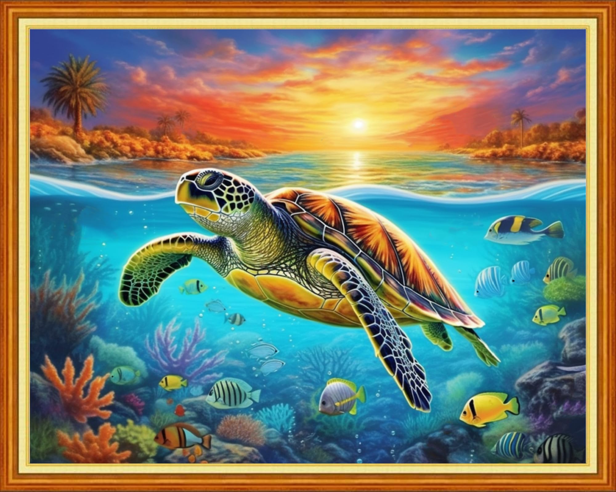 Joyhoor Kits de punto de cruz para principiantes, suministros de punto de cruz estampados, kits de bordado preimpresión para adultos, kits de punto de aguja, patrones de bordado, 11 quilates, tortuga