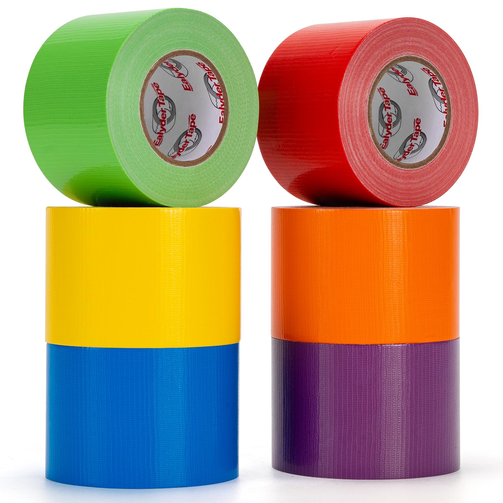 Ealyder Tape Rainbow Colored Duct Tape 50 mm x 13.7 m Heavy Duty, 6 Rolls Color Coding Waterproof Strong Adhesive Tape for Packaging, DIY Crafts, Home & Office Use, No Residue, Tear by Hand