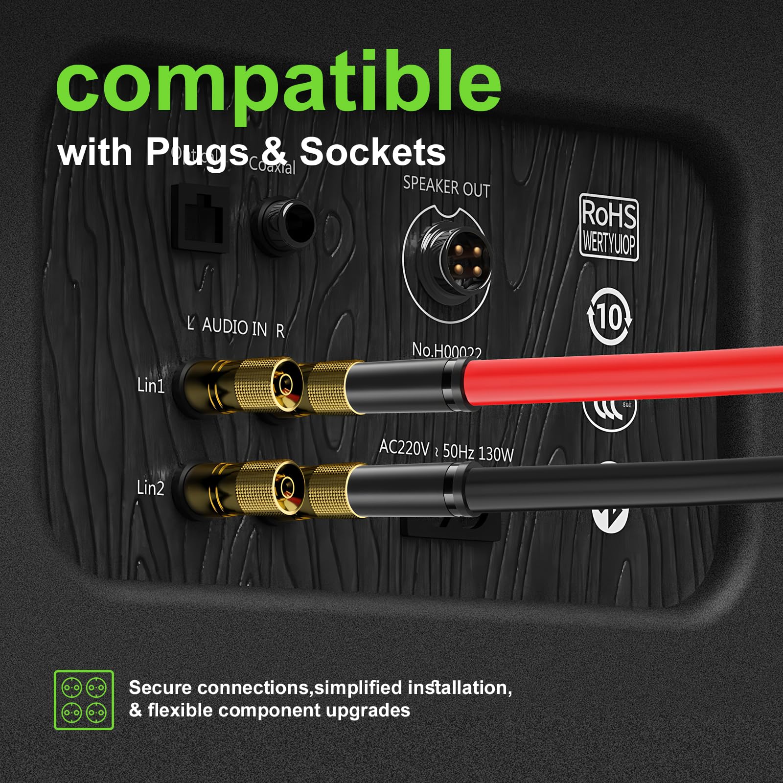 Lautsprecherkabel, 14 Gauge, 61 m, weiches Audiokabel für Autoradio, Heimkino, Surround-Sound, flexibles 14 AWG-Lautsprecherkabel, Rot/Schwarz
