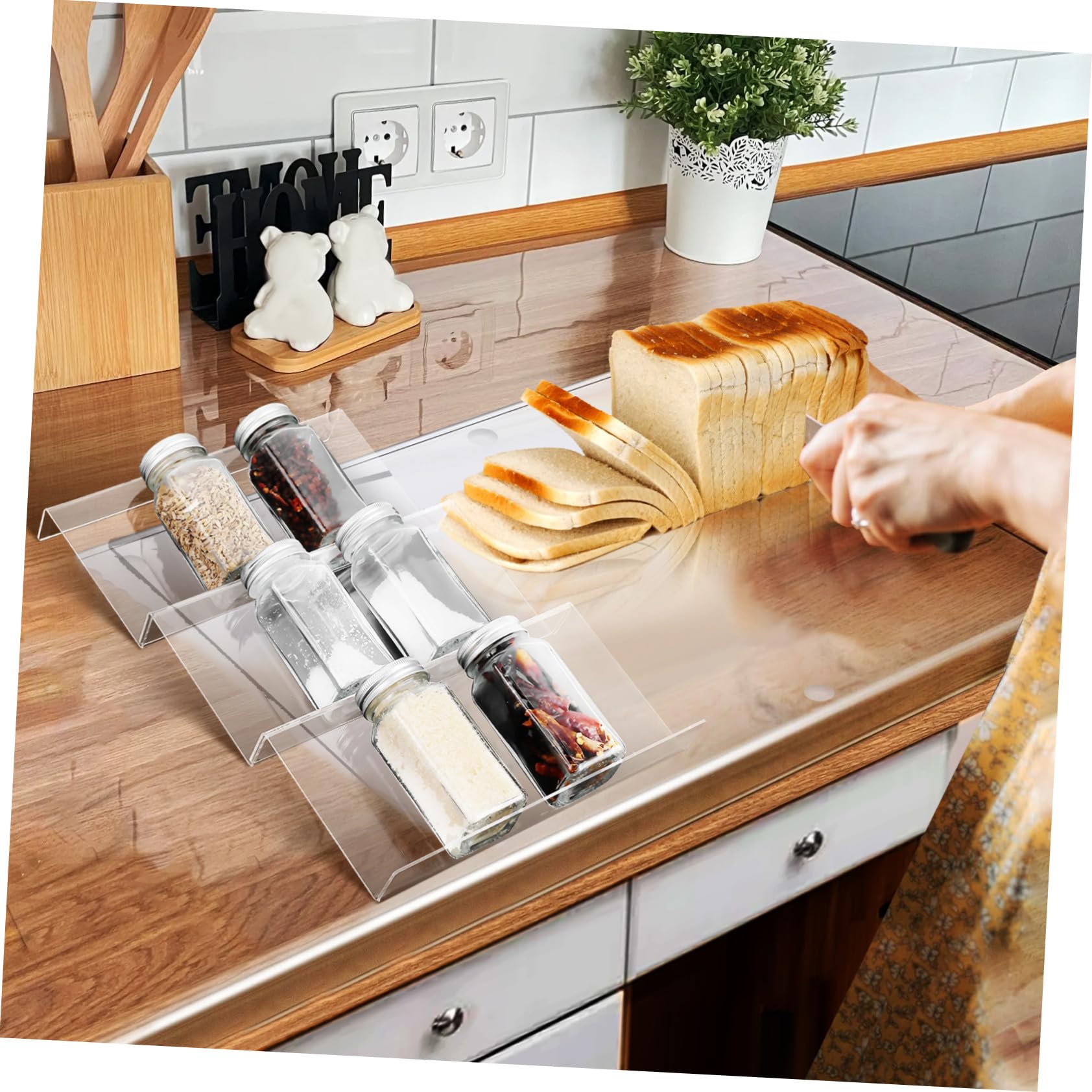 Sosoport 4pezzi Organizer per Spezie Trasparente da Cassetto da Design Espandibile per Portaspezie Salvaspazio Adatto Vari Cassetti della Cucina per Organizzazione