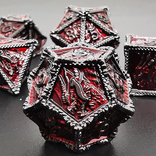 Vista 85 de HAOMEJA Juego de dados de dragón de metal hueco + resina, juego de 7 dados para juegos de rol D&D Dungeons and Dragons (azul) 1 Dragones