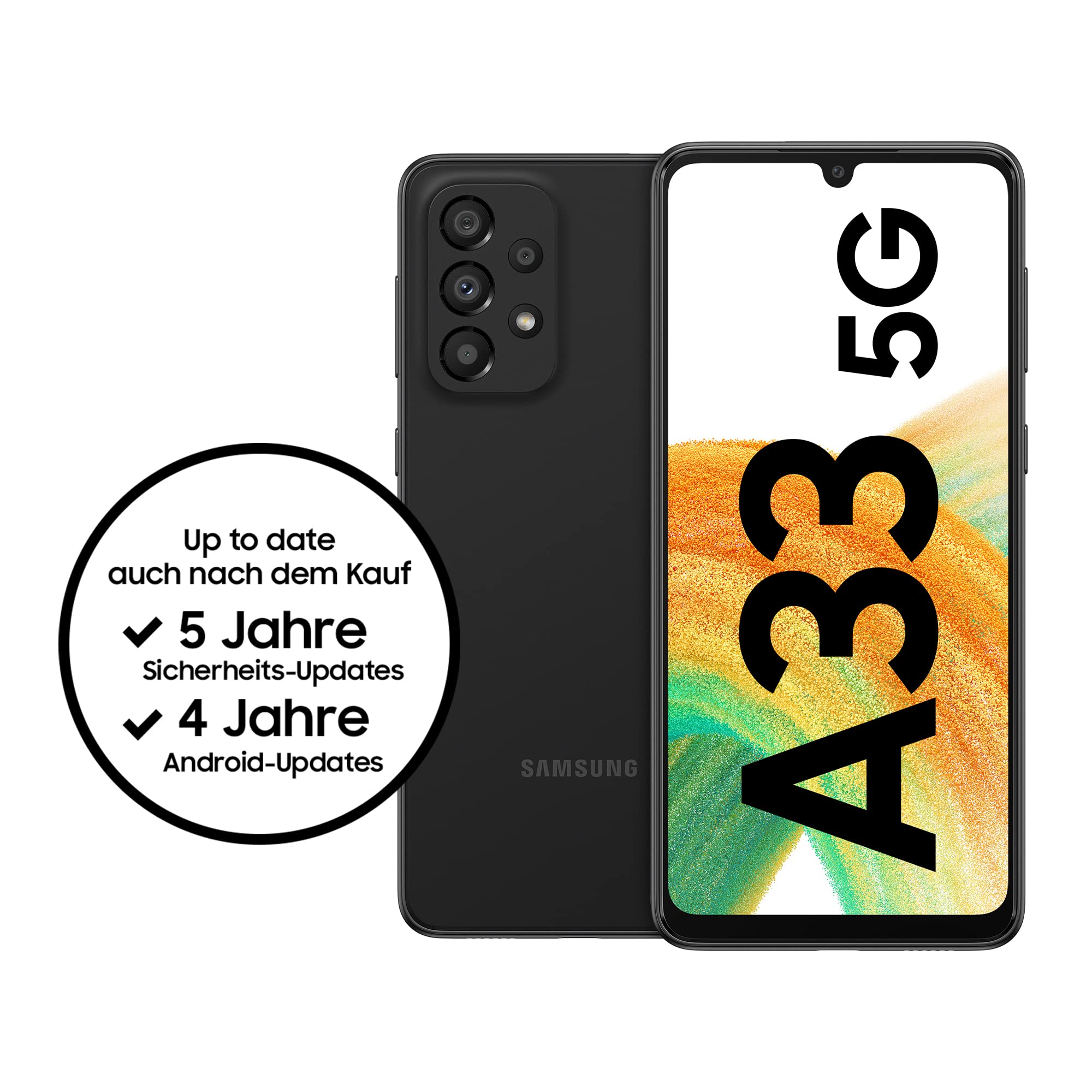 Samsung Galaxy A33 5G Smartphone Dual-SIM Android Smartphone Handy 6 GB RAM 128GB Speicher Awesome Black + 30 Monate Garantie (Generalüberholt)