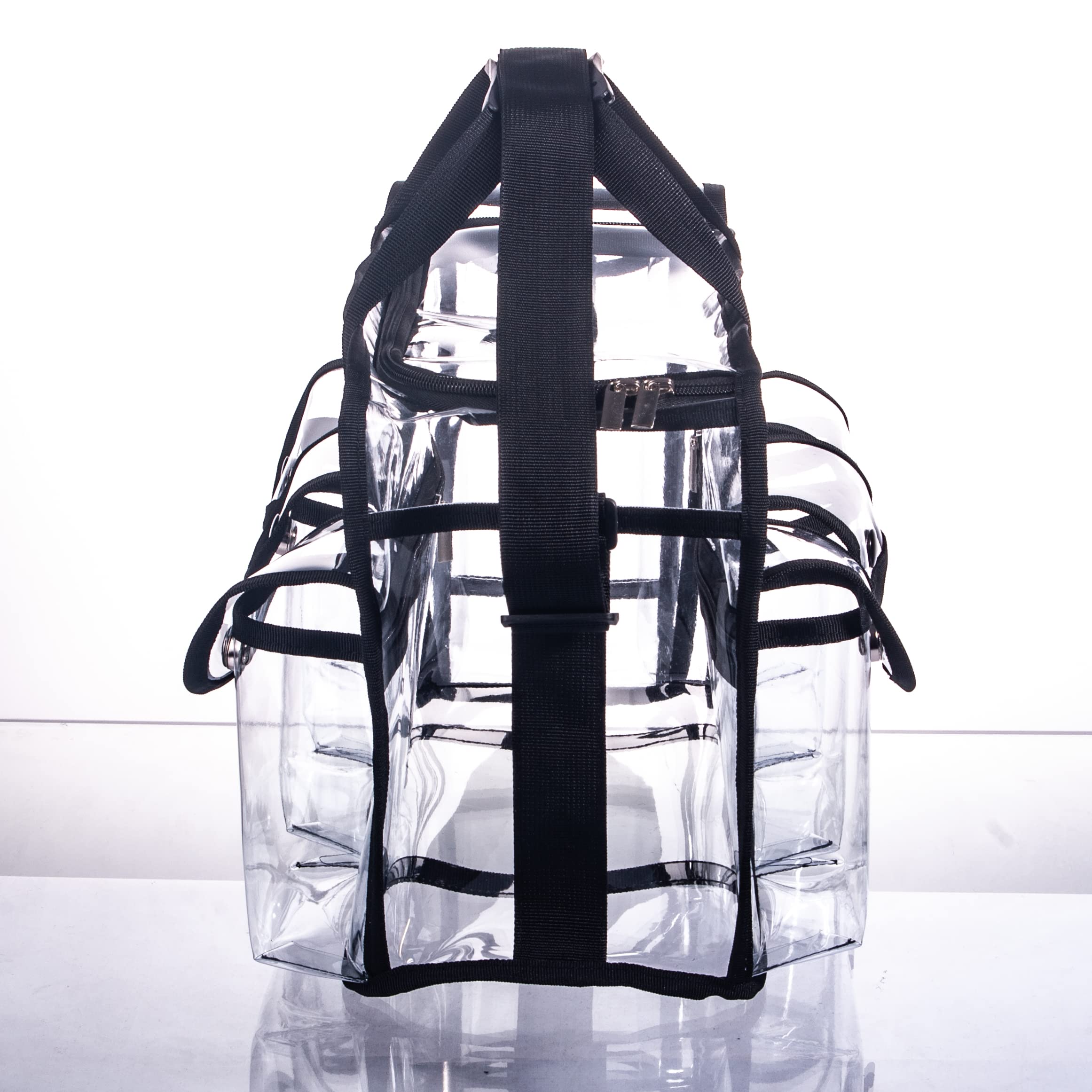Set professionale per truccatori e truccatori da viaggio in PVC trasparente a bocca larga, borsa per cosmetici per unghie, borsa per cosmetici in vinile trasparente, organizer per attrezzi, borsa da