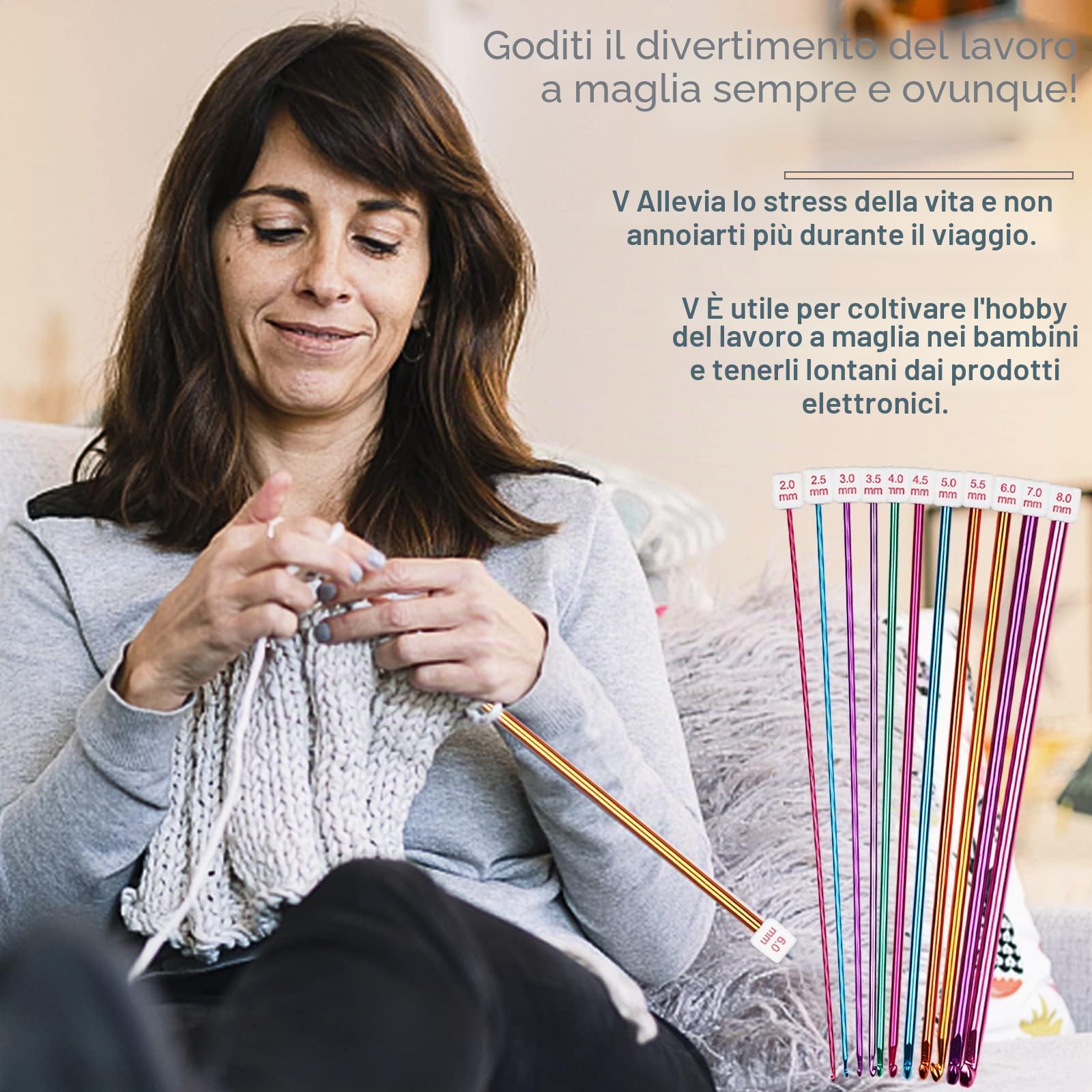 Coopay Set di 23 Uncinetti Tunisini: 11 Lunghi in Metallo (2,0-8,0 mm) e 12 Afghani in Bambù Carbonizzato (3,0-10 mm) con Cavo - Set Extra Lungo