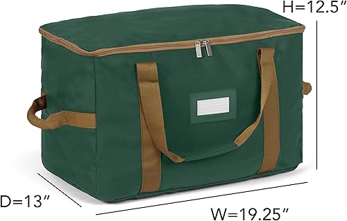 Vista 24 de Covermates Keepsakes Rolling Treasurekeeper Storage Bag - Carrying Handles, ID Window, Dual Wheels - Holiday Storage, Green