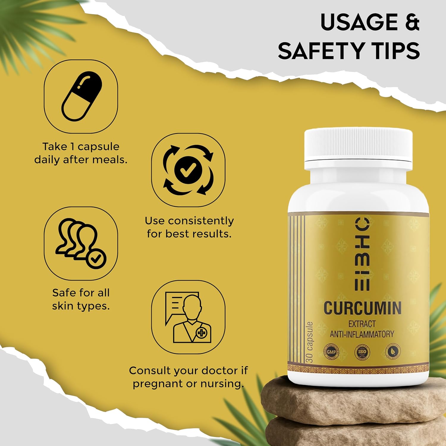 Pigmentation Removal Curcumin Capsules 30 Capsules – Ayurvedic Herbal Formula with Turmeric (Haldi) for Dark Spots Care & Natural Skin Brightening.