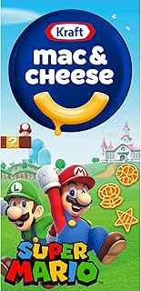 with Super Mario Power-Up Pasta Shapes, 1 Box, for Easy Dinner or Dinner Sides, Original Flavor, No Artificial Flavors, Preservatives or Dyes, 5.5 oz