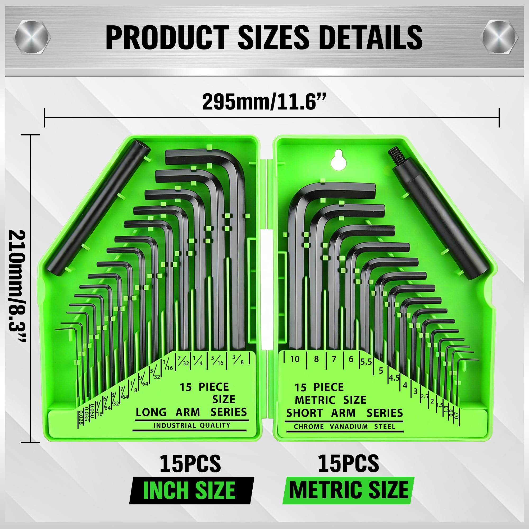 32-Piece Hex Key Set - SAE & Metric Allen Wrenches -7