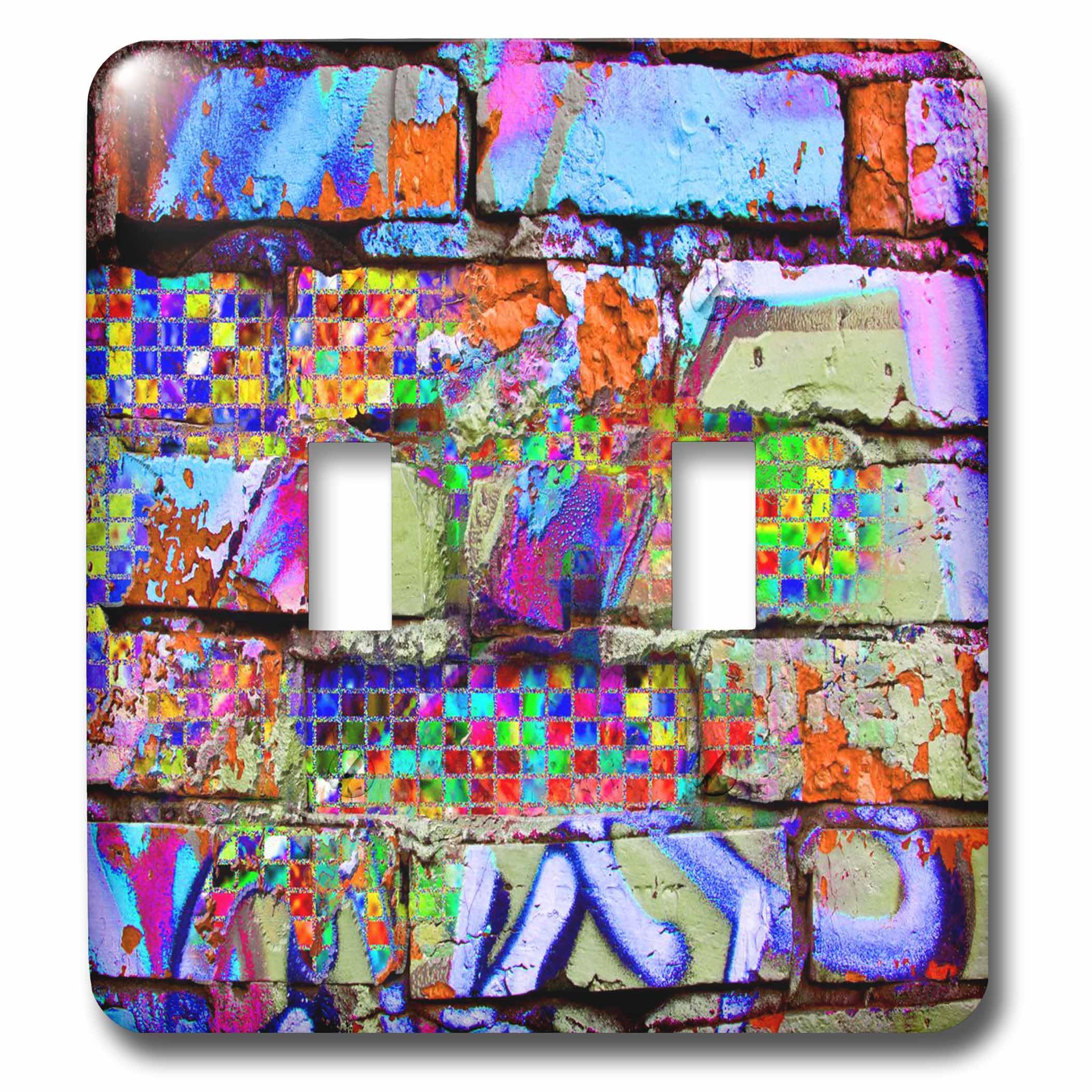 Interrupteur double graffiti art abstrait multicolore en arcs-en-ciel