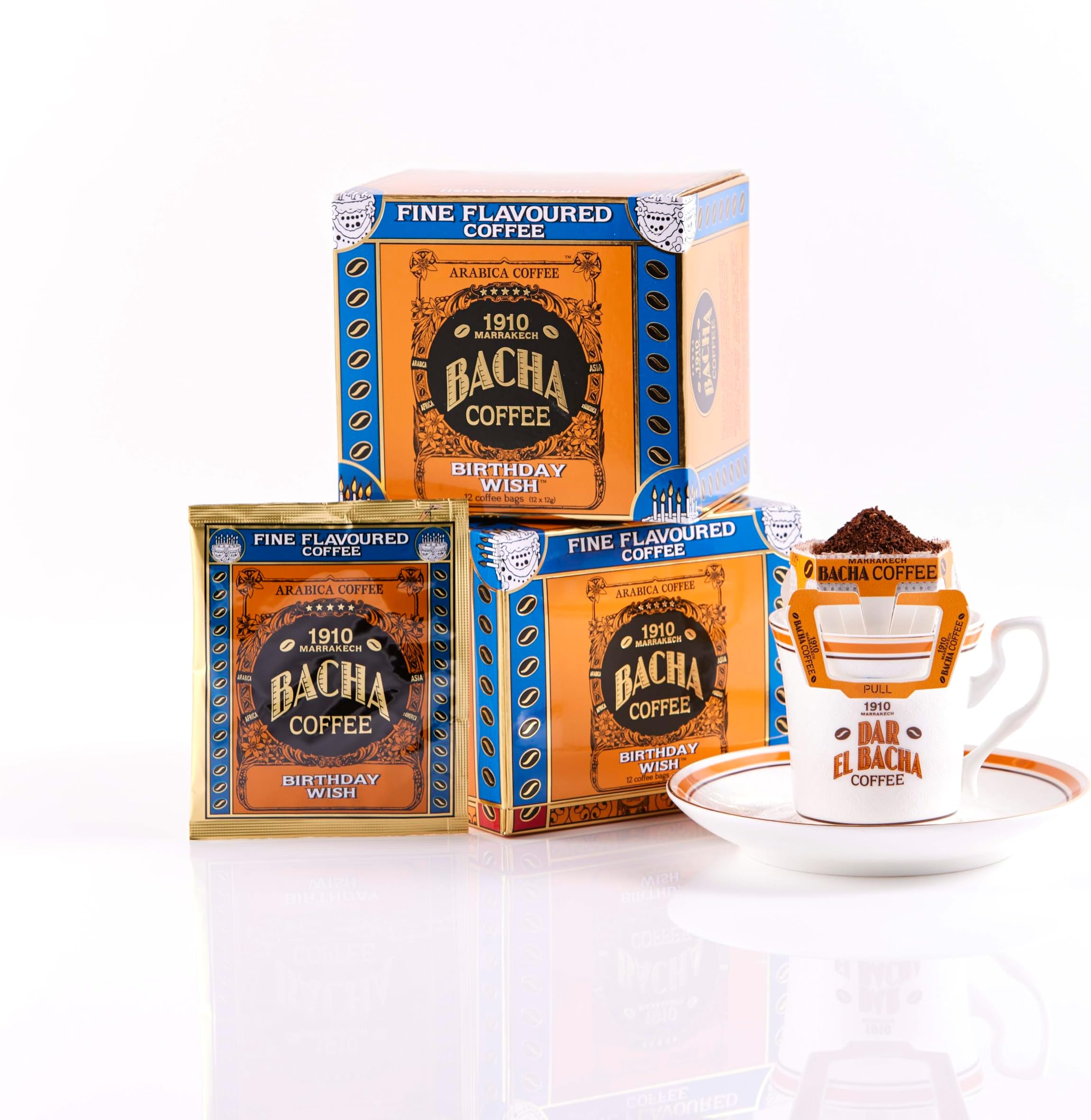 Bacha Coffee | Birthday Wish Fine Flavoured, Medium Roast, 100% Arabica Specialty Coffee, 12 Coffee Drip Bags, Gift Box