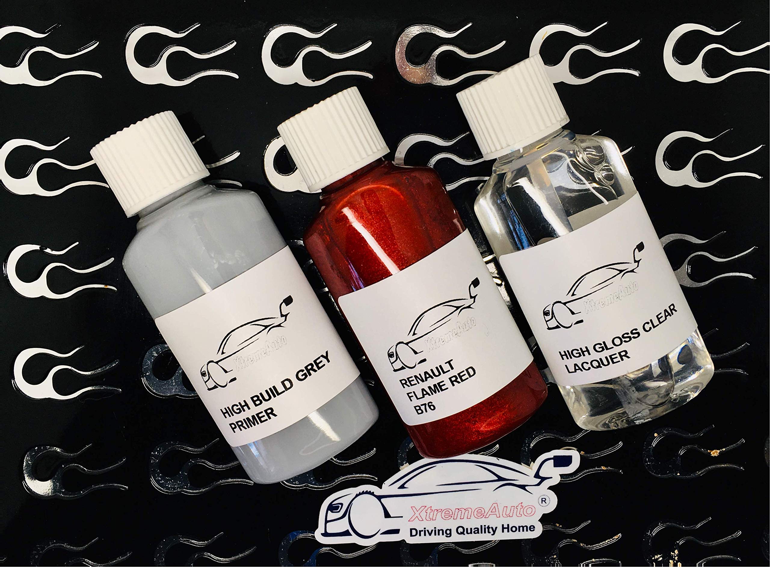 Xtremeauto Touch Up, Lacquer & Primer For Renault Flame Red B76 Paint Touch Up Repair Kit 30Ml Scratch Chip Scrape Brush (Touch Up, Lacquer & Primer)
