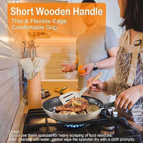 Miniatura 4 de Juego de 2 espátulas de silicona para utensilios de cocina antiadherentes, 600 F resistentes al calor, juego de espátulas de cocina sólidas