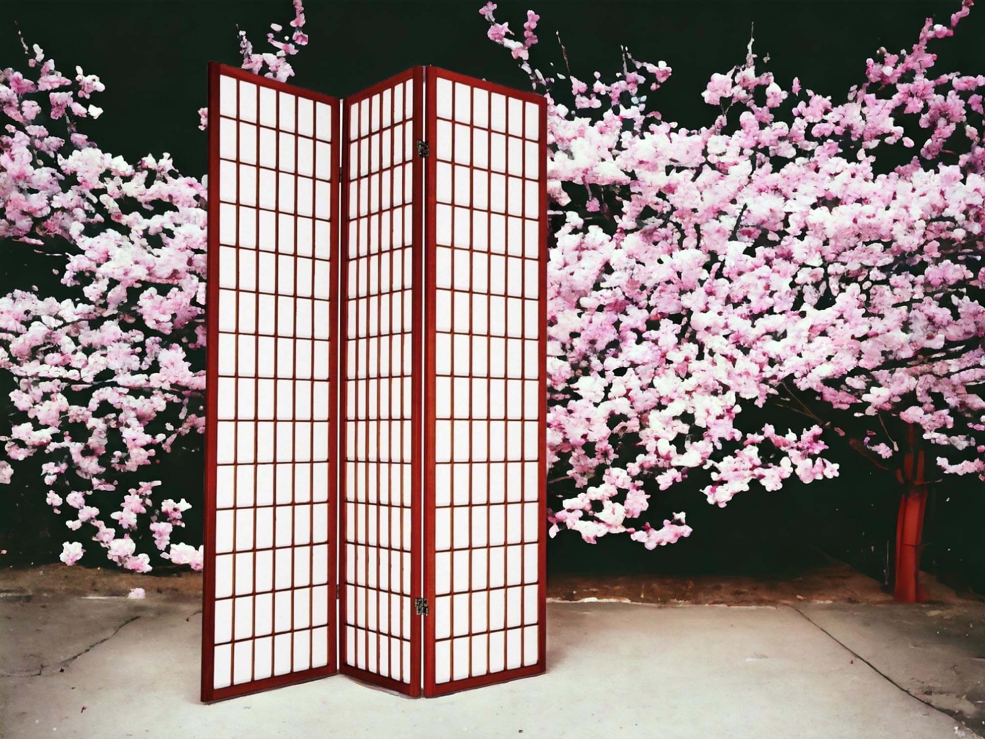 3 Panels Room Divider Privacy Screen Shoji Divider 6ft High Japanese Style Privacy Room Divider (Cherry, 3 Panels)
